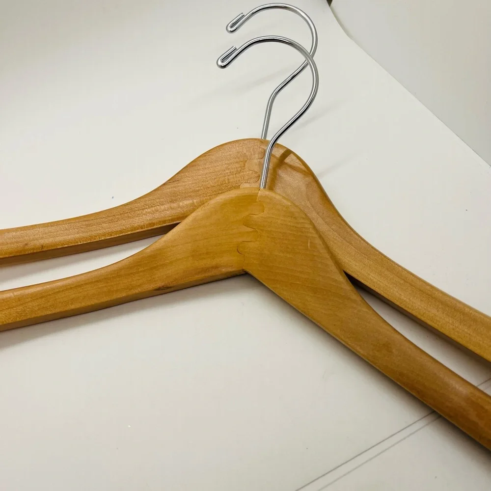NWT Two Natural Premium Wooden Hangers Multi-Function Dress, Tees, Shirts
